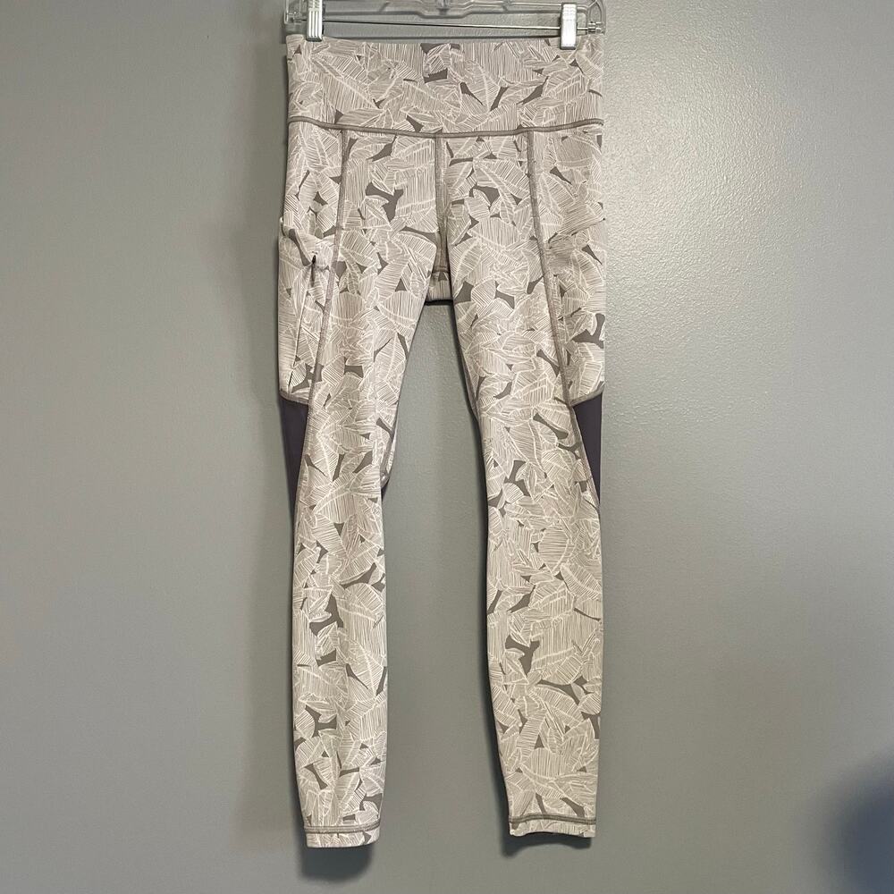 Athleta Palm All In Gray White Athletic Leggings Pants
